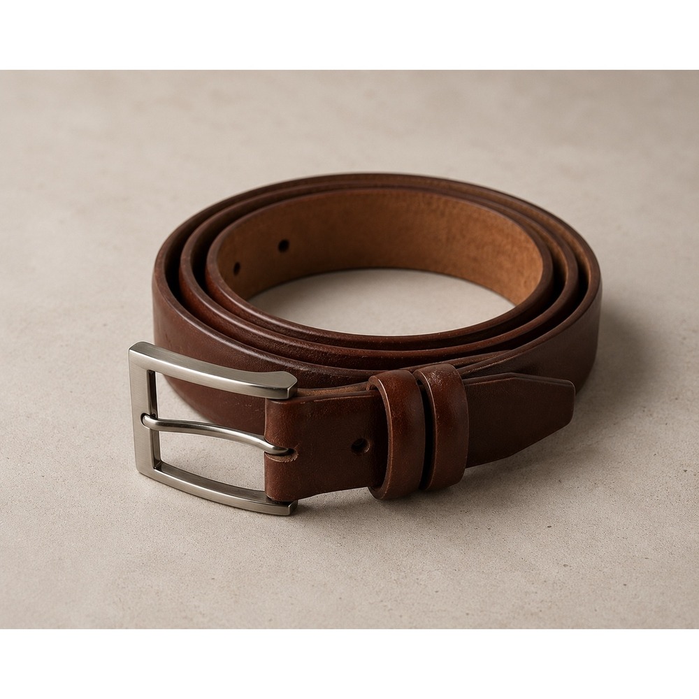 W. Kleinberg Belt Mens 36 Brown Genuine Leather Made USA Classic Silver Buckle